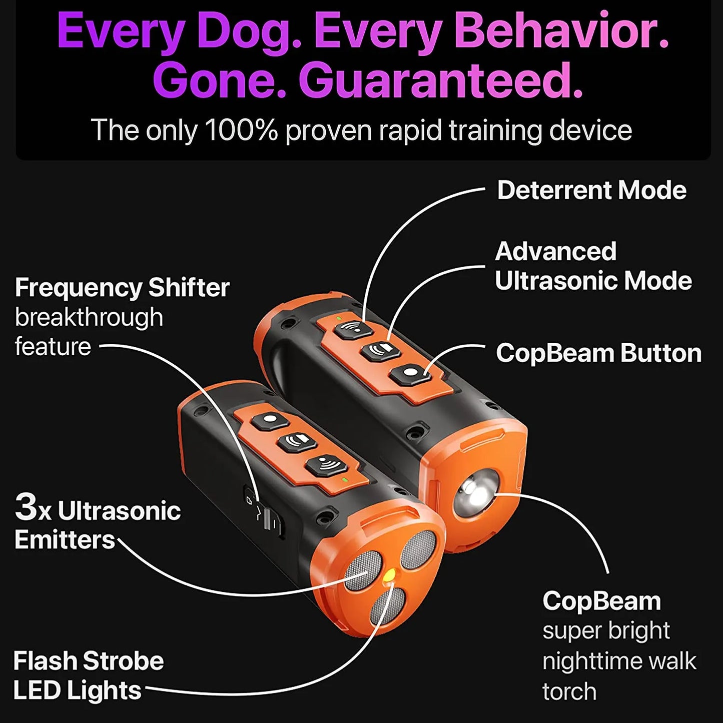 3x Ultrasonic Dog Training Aid | 50ft Range